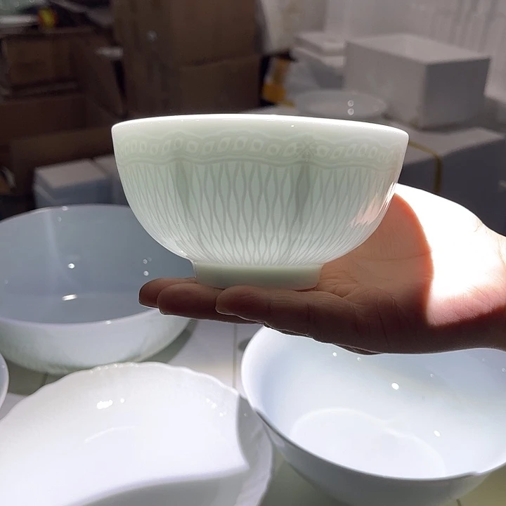 瓷片云梦青瓷4.75英寸米饭碗六个，包邮