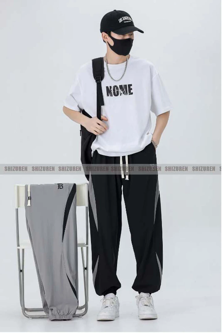 【加长裤A201】夏季青少年男孩165-190速干薄款拼接垂感卫裤宽松