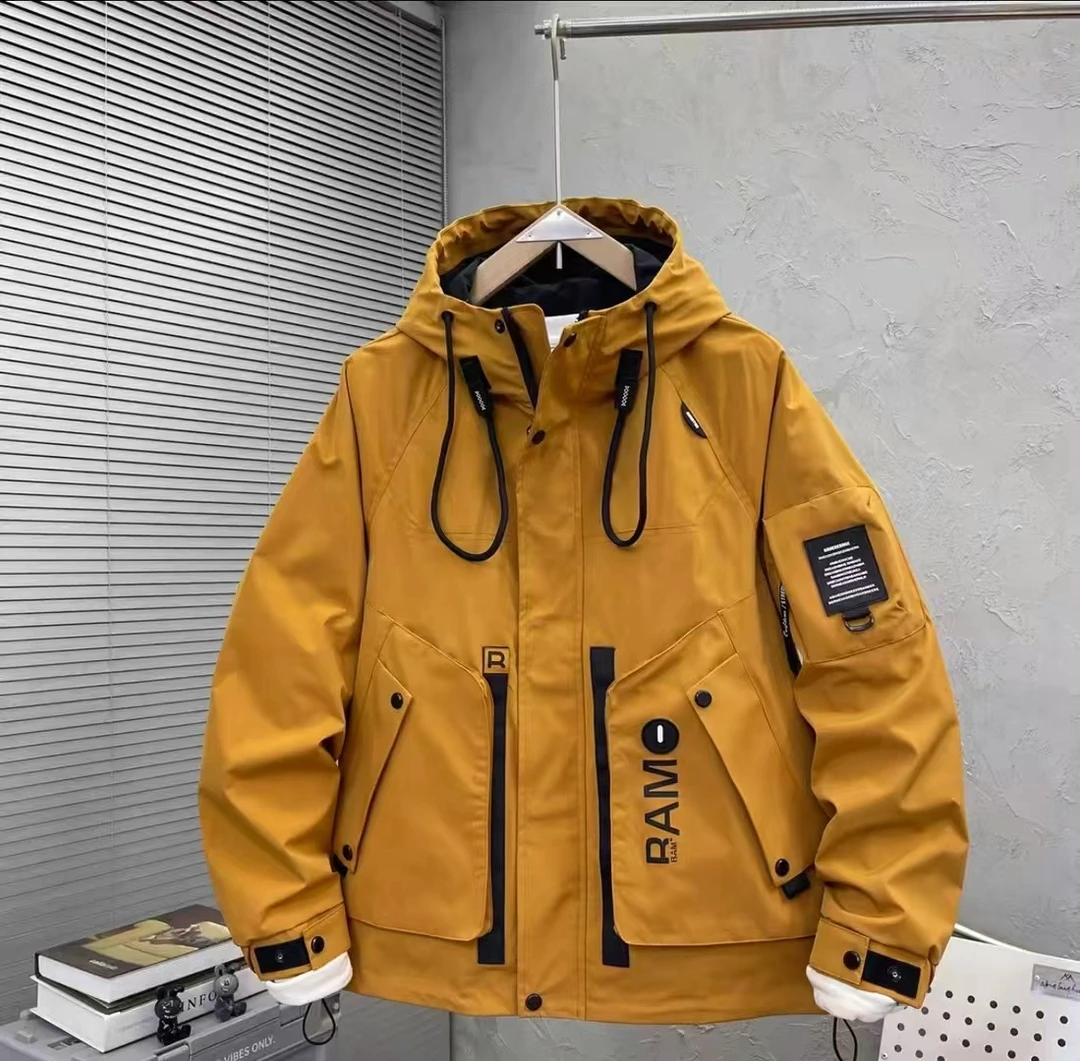 （大饼在北漂）薄款春季男连帽早春连帽工装夹克时尚冬季潮流拼接