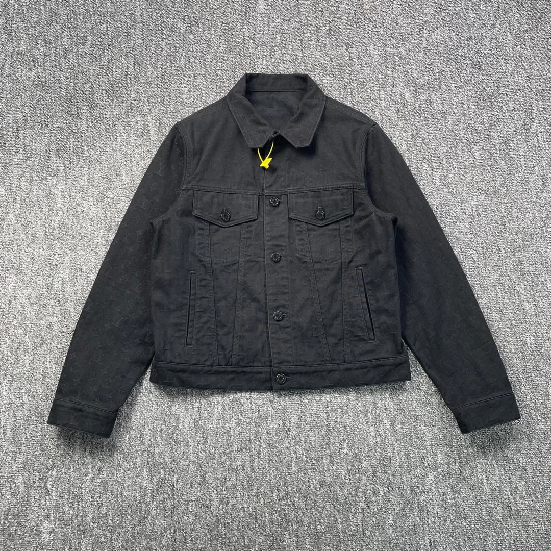 99新 LouisVuitton/路易威登 52871/黑色暗纹满印牛仔外套/58码