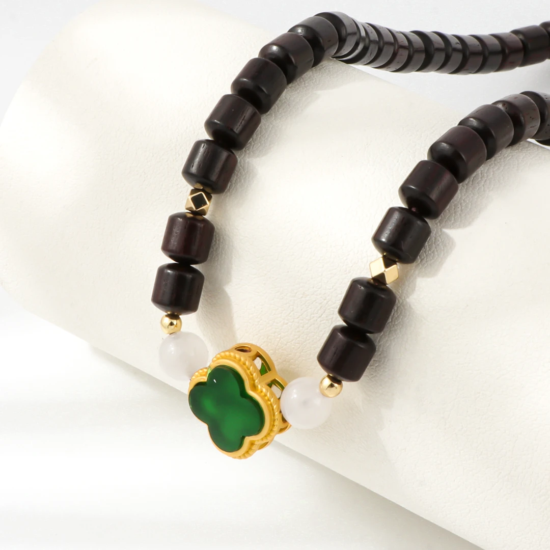 A0375小叶紫檀四叶草手串（无礼盒）T