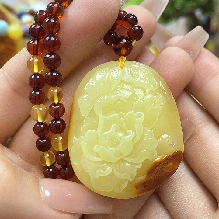 琥珀颈饰未镶嵌吊坠