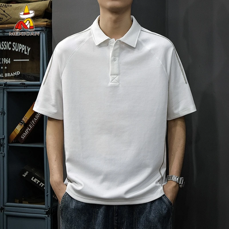 Mexican/稻草人夏季polo衫男款宽松休闲潮牌男士翻领短袖t恤上衣
