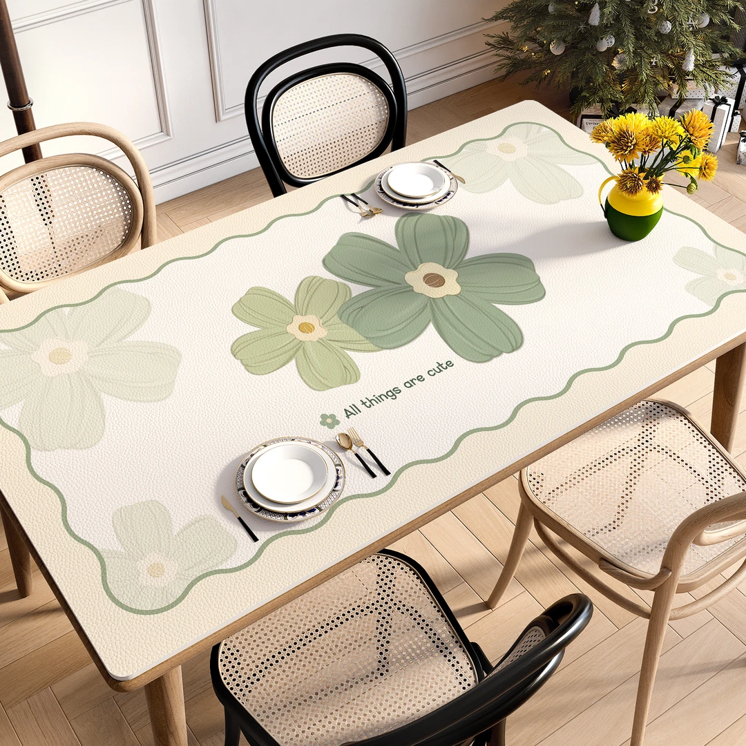 植物花卉餐桌垫免洗防水防油防烫隔热桌布简约高级感家用茶几垫子