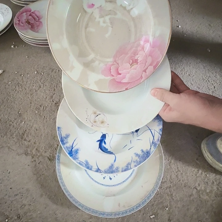 景德镇高温陶瓷花边不一样草帽盘4个