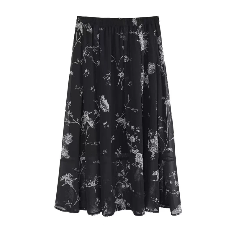 碎花女夏半身裙夏季新款中长款高腰印花长裙显瘦裙子