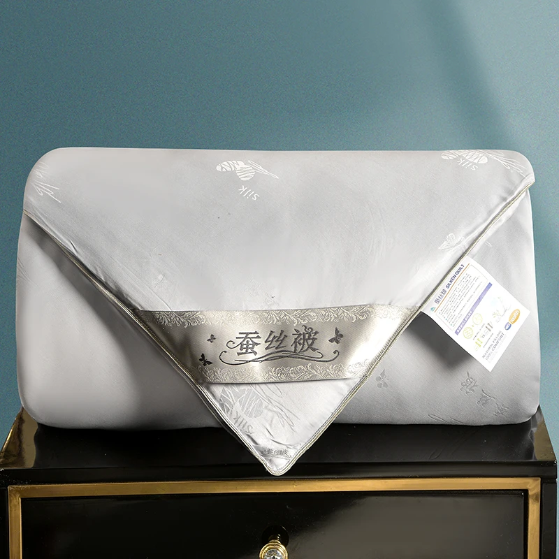 100%莱赛尔天丝60双高密纯色提花全绗缝可机洗蚕丝夏凉被空调被