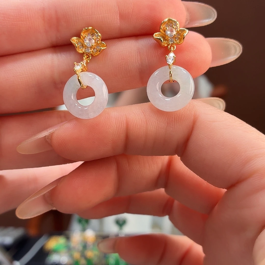 翡翠银S925镶嵌耳饰