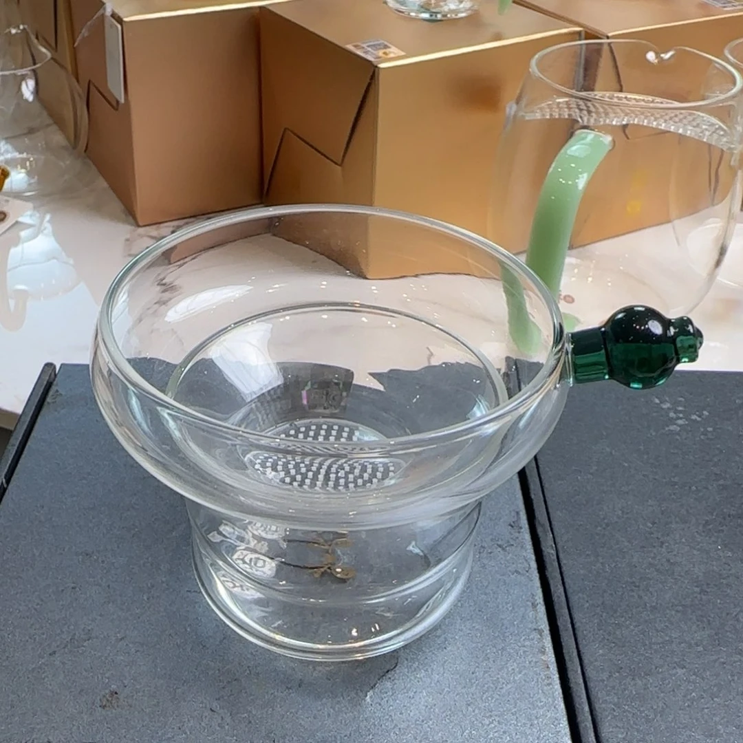 禾器奉珠激光茶漏墨绿色