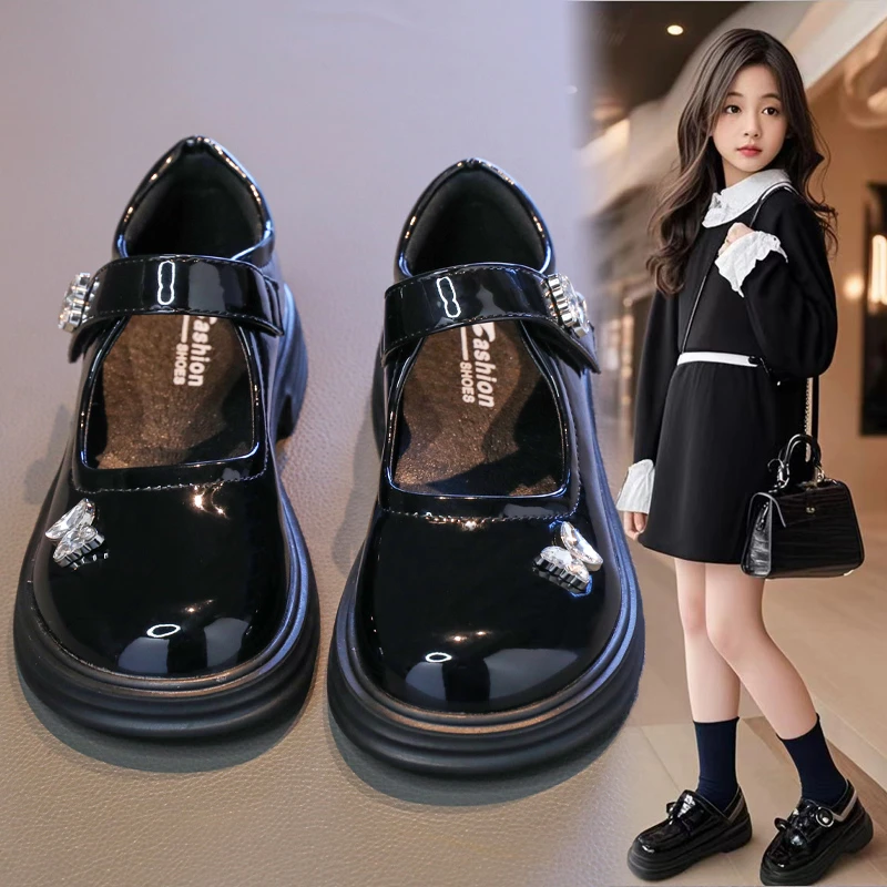 女童小皮鞋春秋2025新款黑色英伦风洋气儿童鞋子软底小公主鞋女孩
