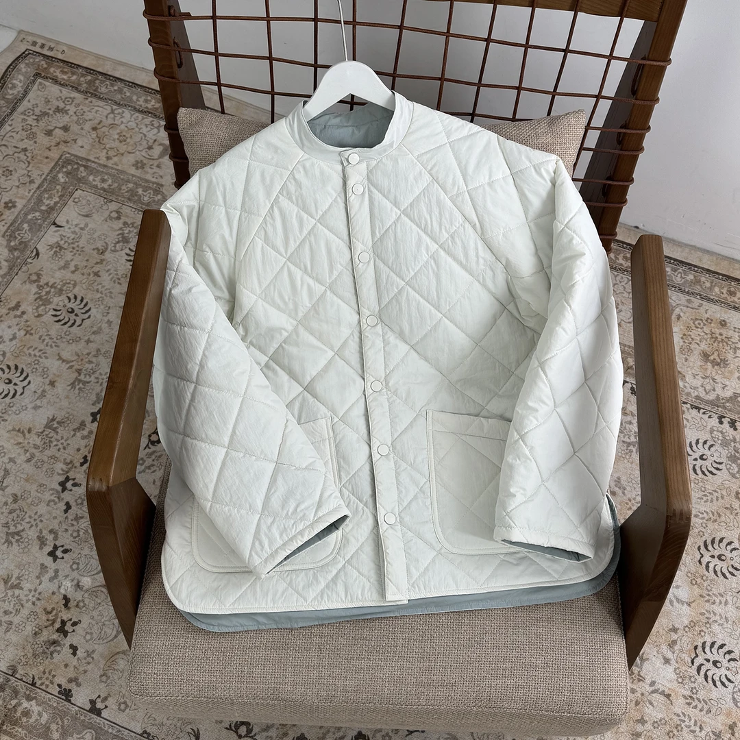 几里与麻 复古洋气圆领菱形休闲棉服 衣长68胸围114 2120581