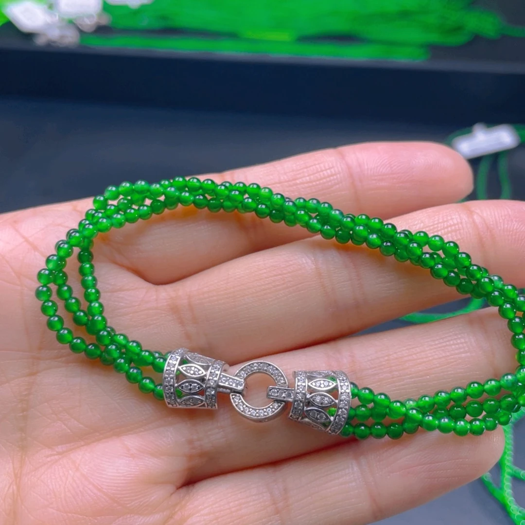 翡翠颈饰银S925镶嵌，1