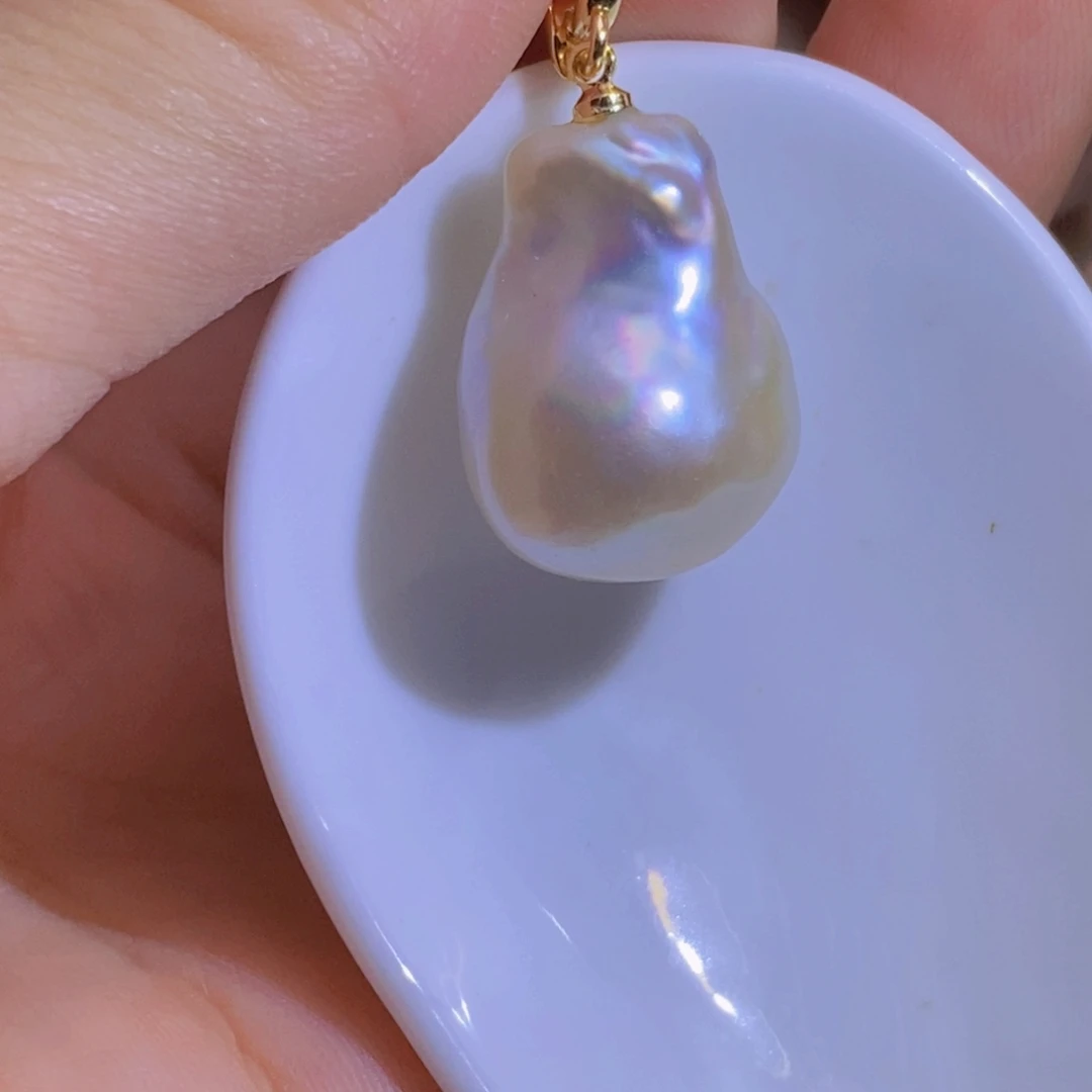 银S925镶嵌淡水珍珠天然淡水珍珠无染色无优化