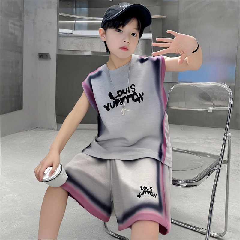 儿童装男童夏装无袖套装2025新款中大童运动夏季速干夏款帅气背心