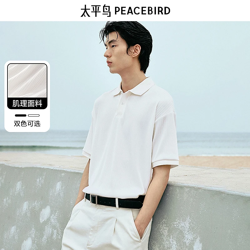 【垂顺肌理】太平鸟男装 2024夏季肌理时尚POLO衫BWCOE2125