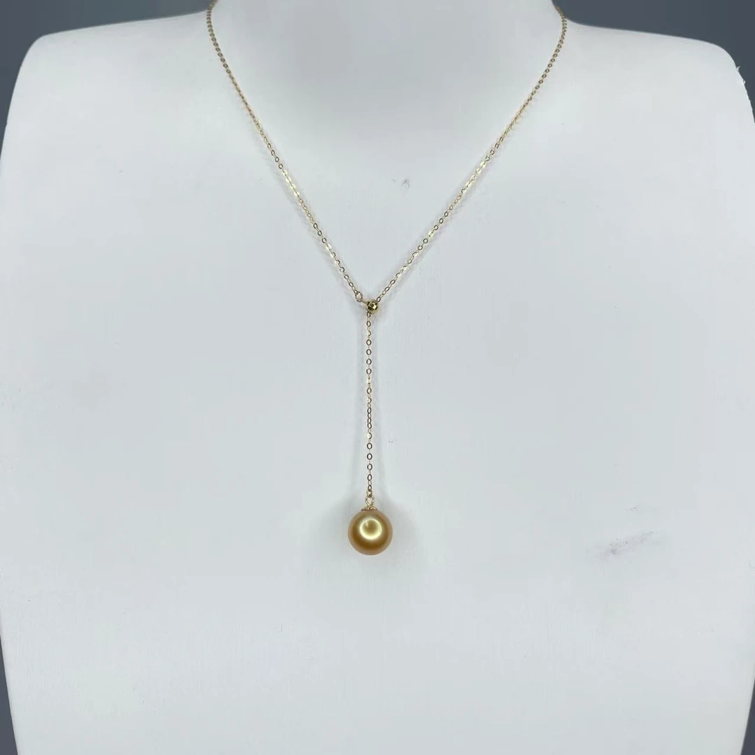 【瑞米珍珠】海水金珠正圆浓金珍珠吊坠项链8-9MM