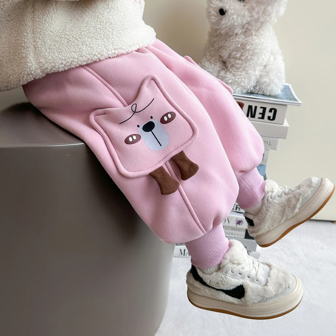 女童加绒裤子秋冬款2025新款儿童冬季加厚休闲宝宝洋气一体绒卫裤