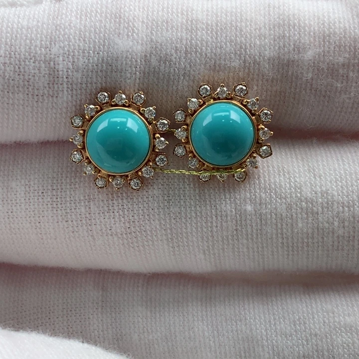 绿松石18K金镶嵌珠宝奇石