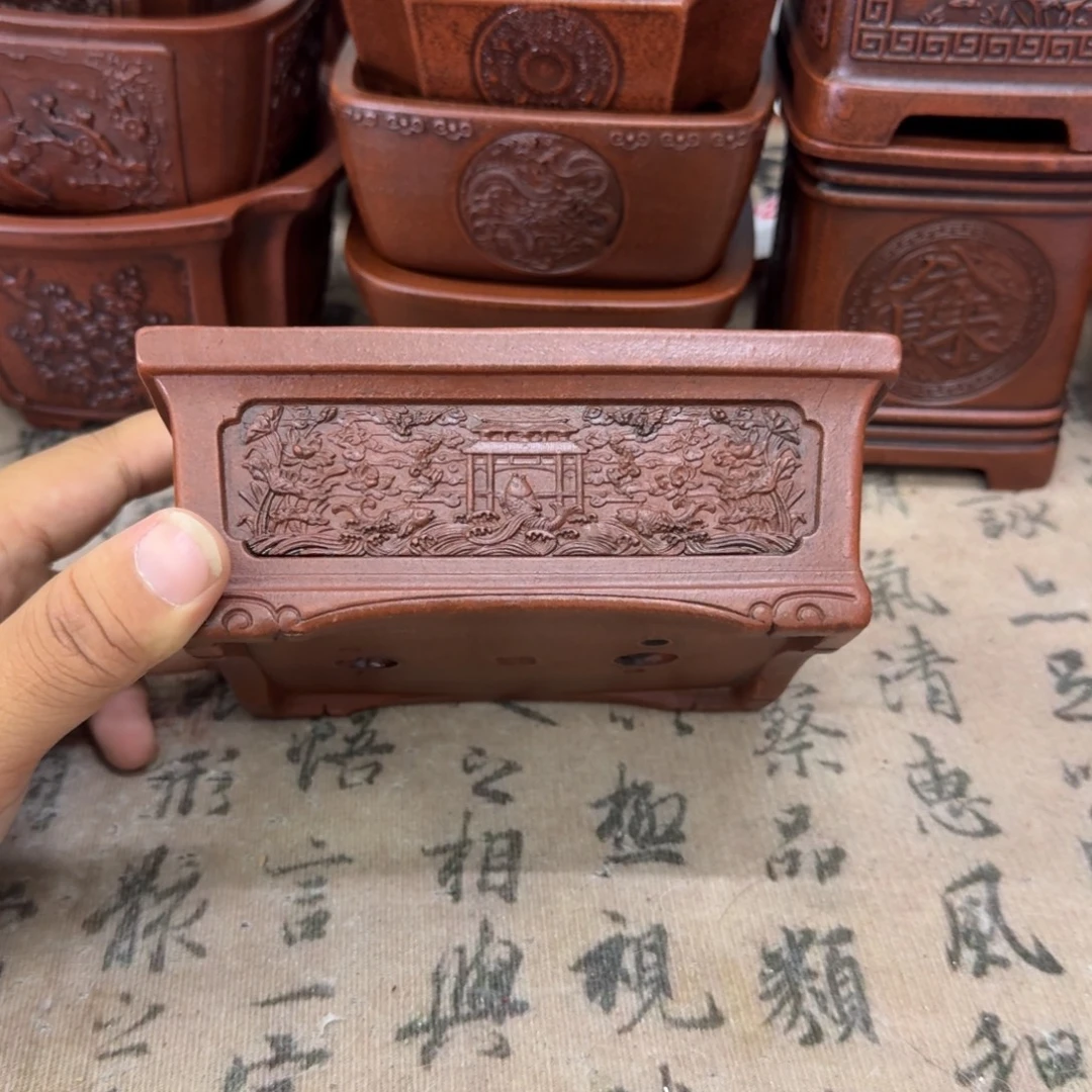 紫砂花盆13.5x19x5内经紫砂花盆