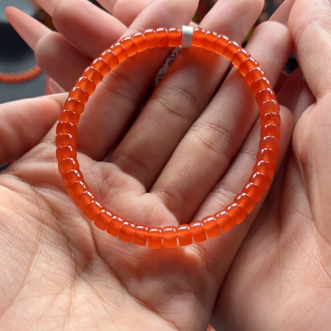 南红玛瑙未镶嵌手串原矿保山南红小庄冰红直切手串卡5