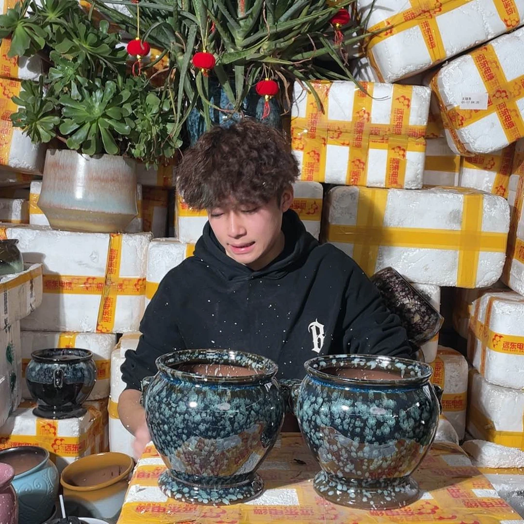 无铅玻璃宜兴紫砂花盆