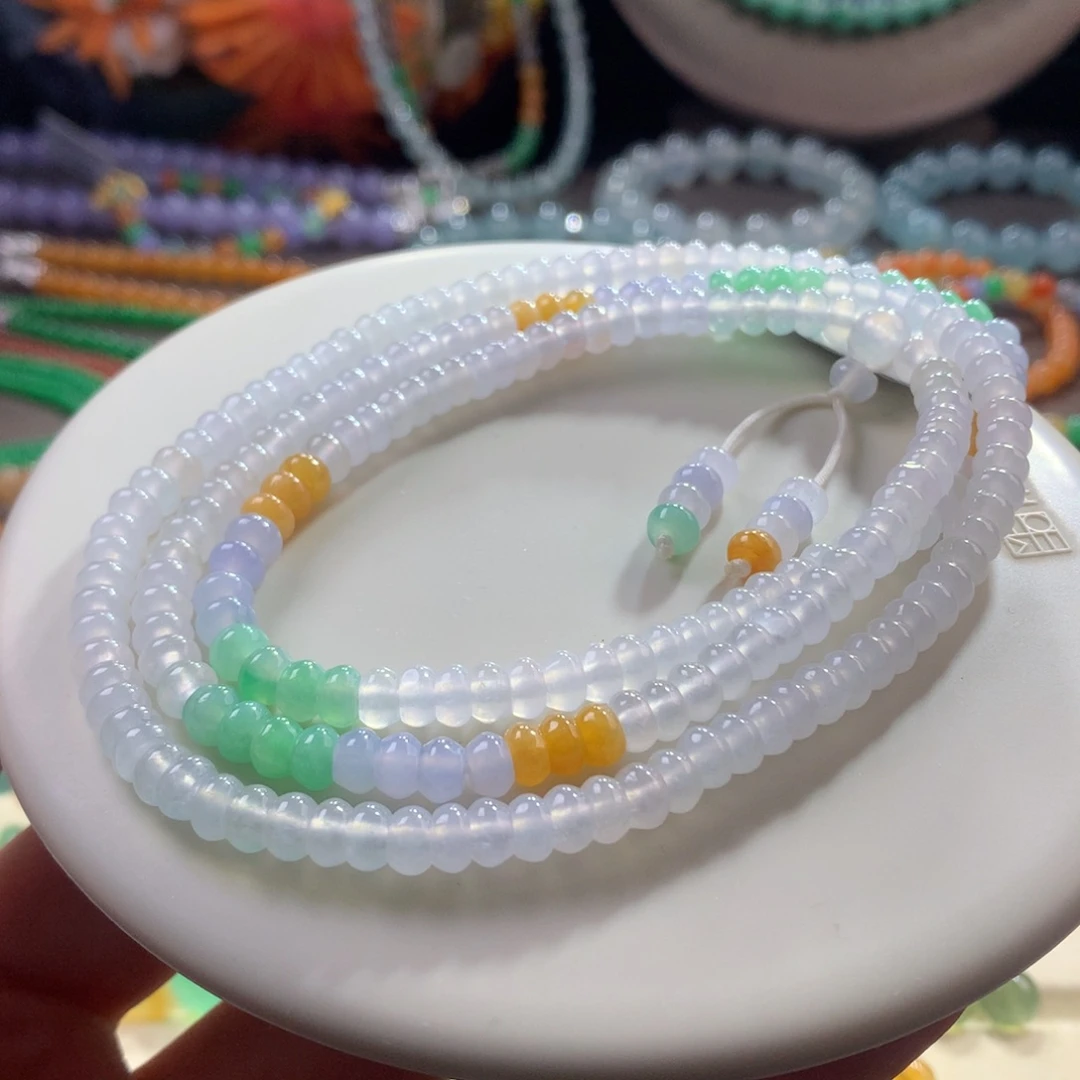 翡翠未镶嵌颈饰宠粉大漏*冰川底多宝算盘珠卡5.30+