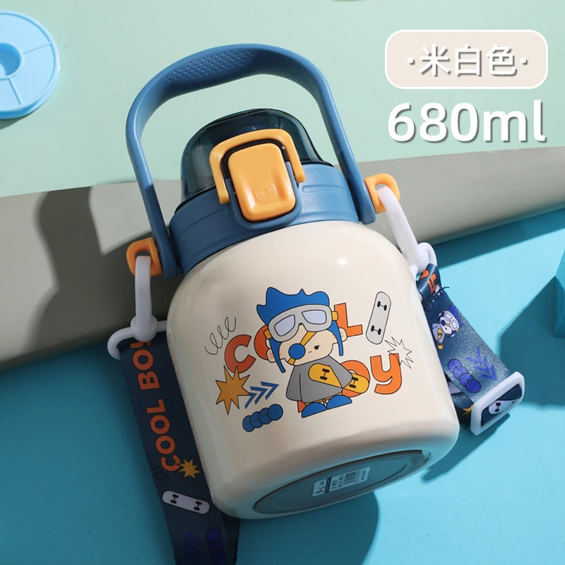 不去花大肚杯 316不锈钢保温杯学生吸管弹跳水杯大容量