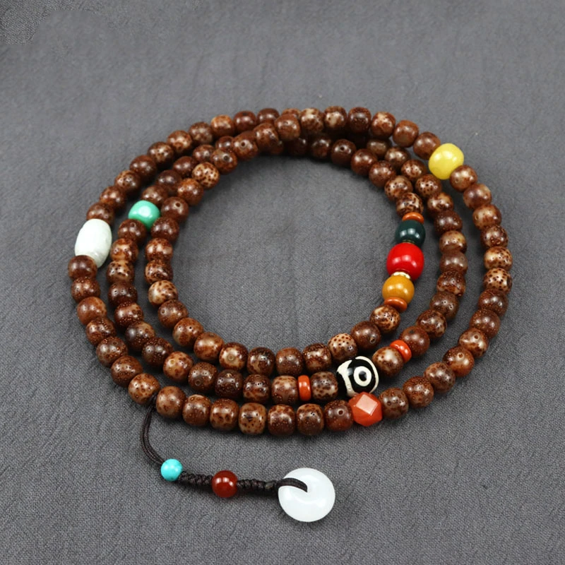 玉化料虎皮陈籽星月菩提108颗手串念珠项链一串多用