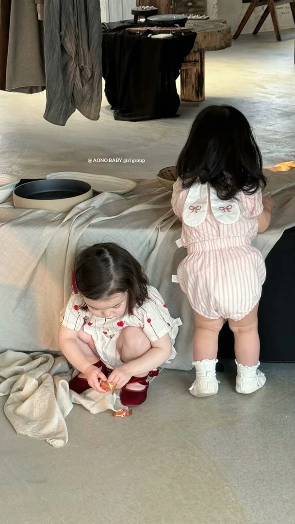 婴幼儿韩版夏季条纹套装洋气女童包屁衣