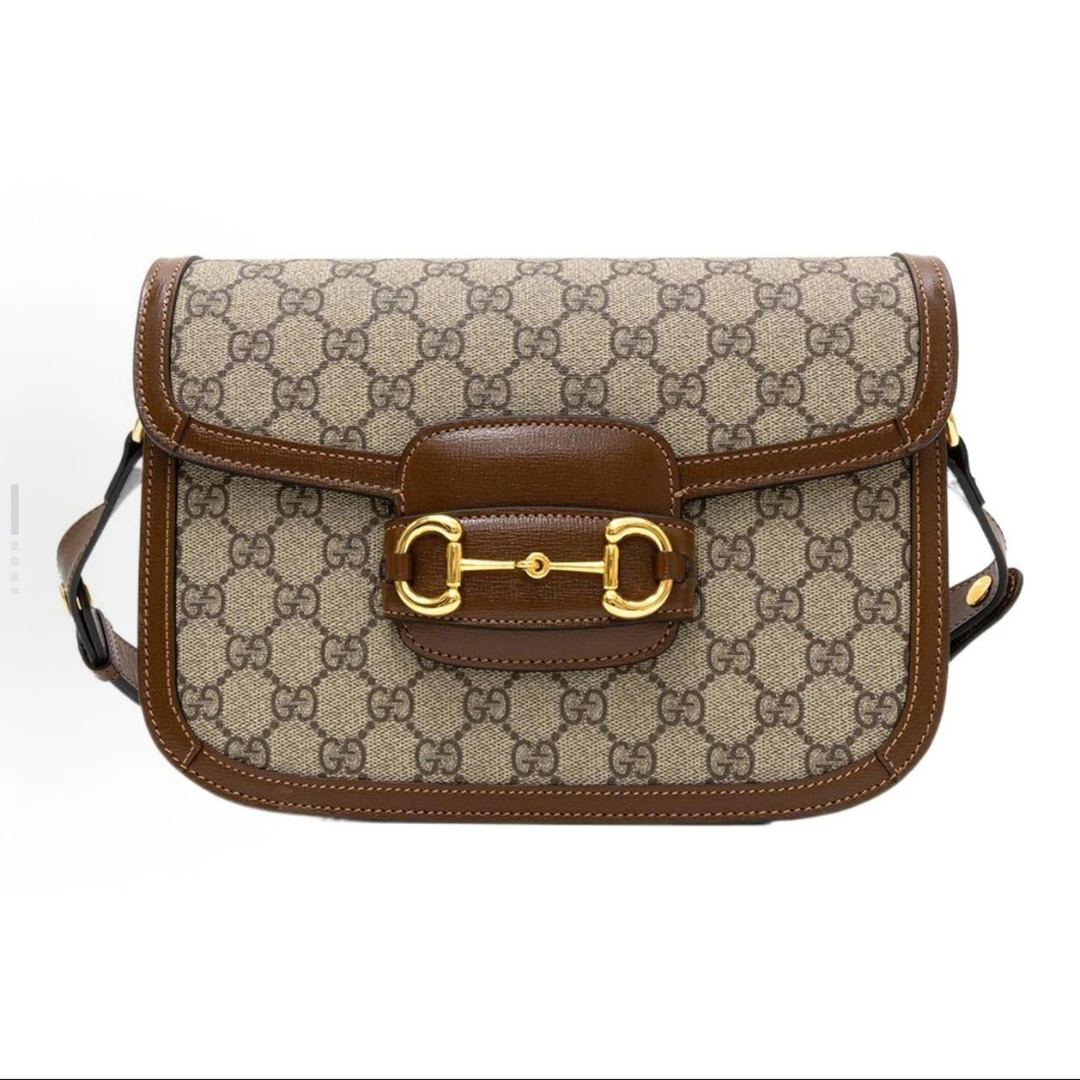 95新 GUCCI/古驰 98新古驰1955马鞍包中号乌木色25*18*8cm