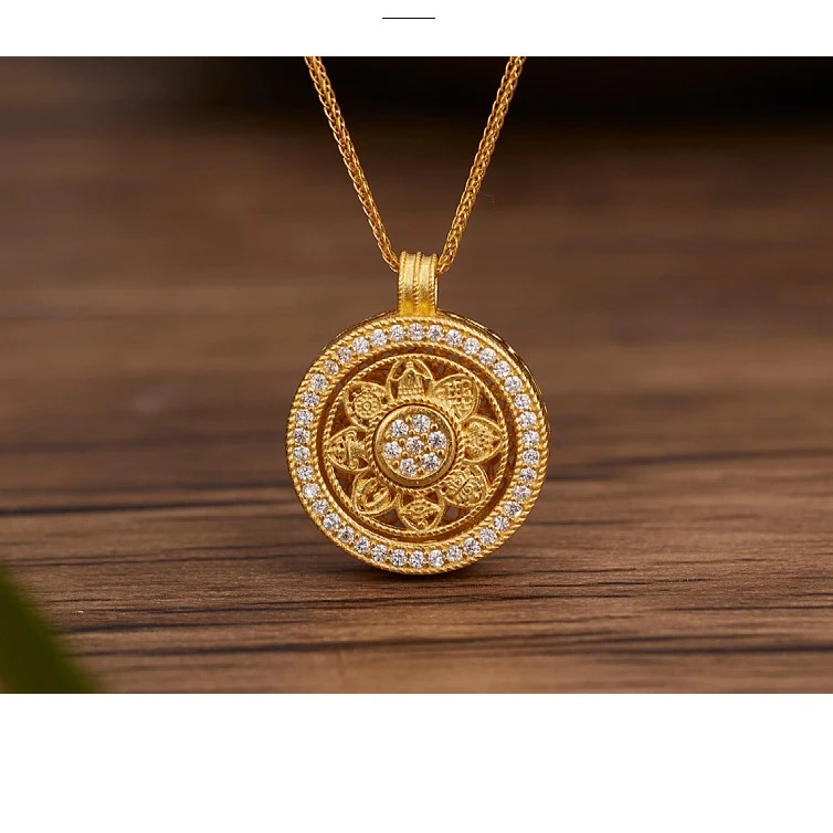 合金琉璃耳饰 【萍姐精选】旋转八宝罗盘项链女国潮风古法吊坠