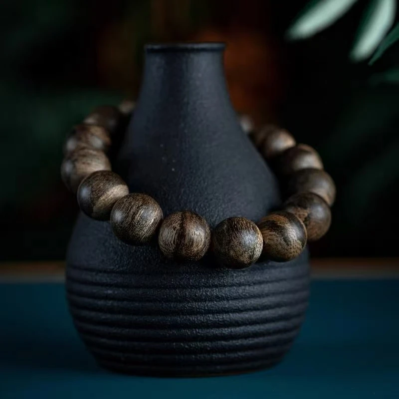 天然野文莱黑奇楠沉香手串沉水级