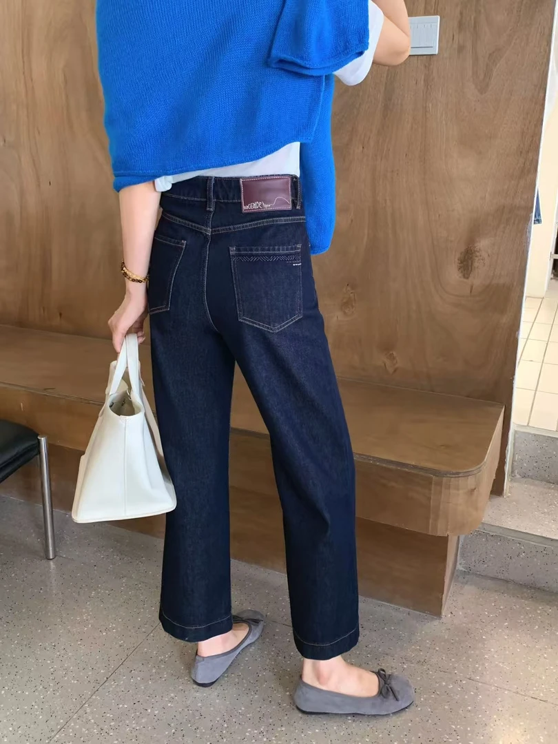 欧货xs25852高腰牛仔裤女2025秋款显瘦垂感软糯直筒法棍九分裤