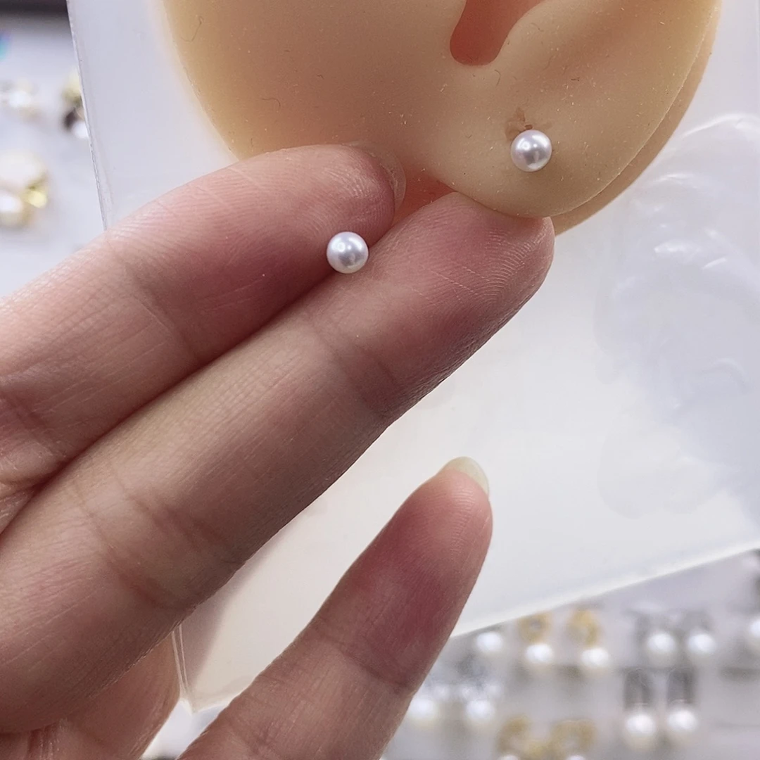 耳饰银S925镶嵌淡水珍珠