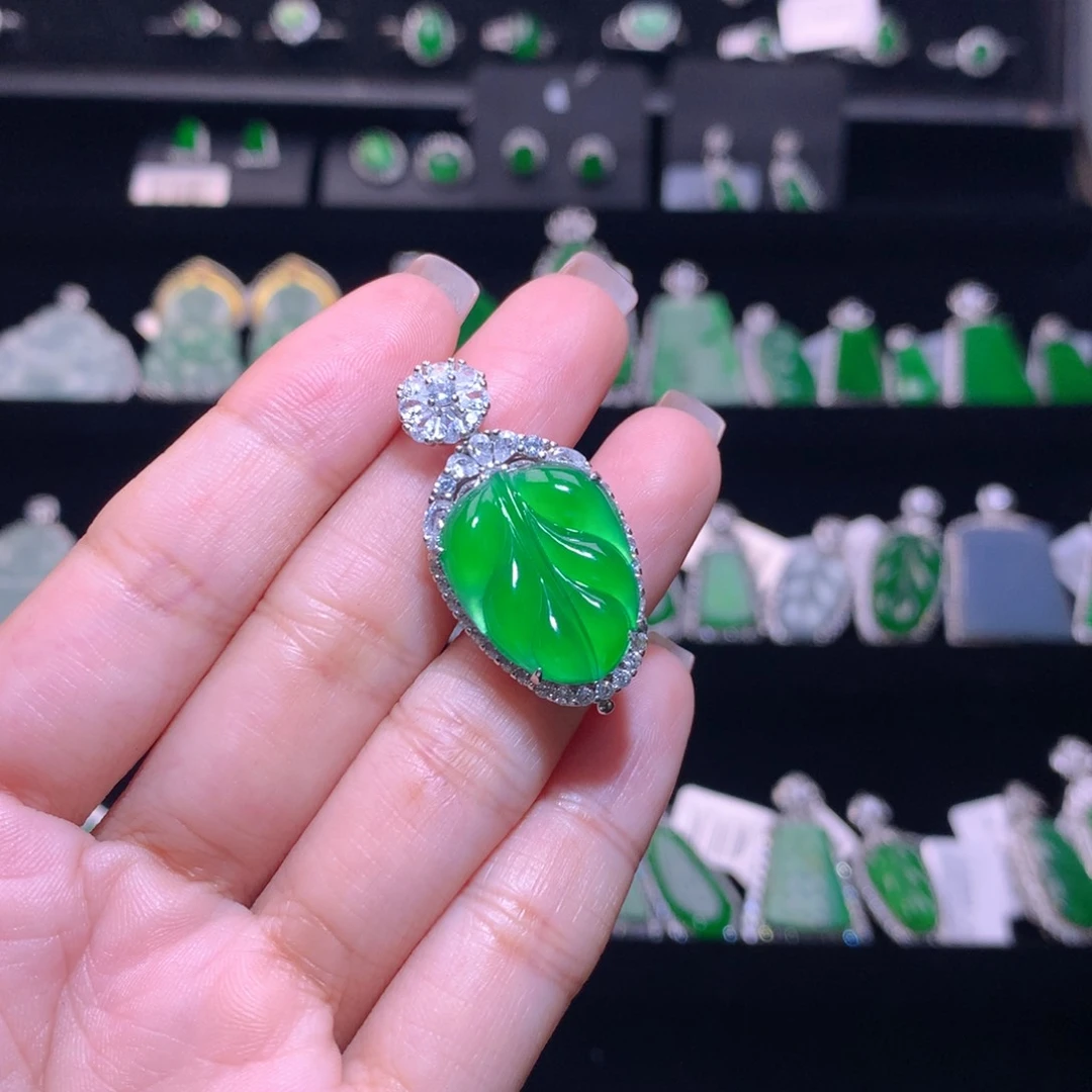 【闪购商品】翡翠银S925镶嵌颈饰天然翡翠