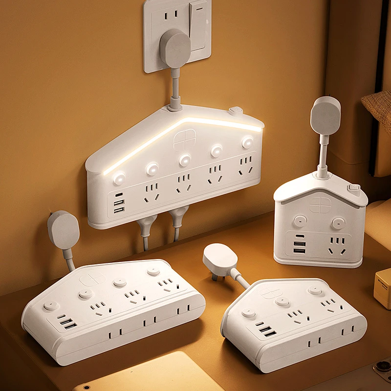 公牛适用纯铜转换插头面板多孔位带线插排扩展USB家用多功能插座