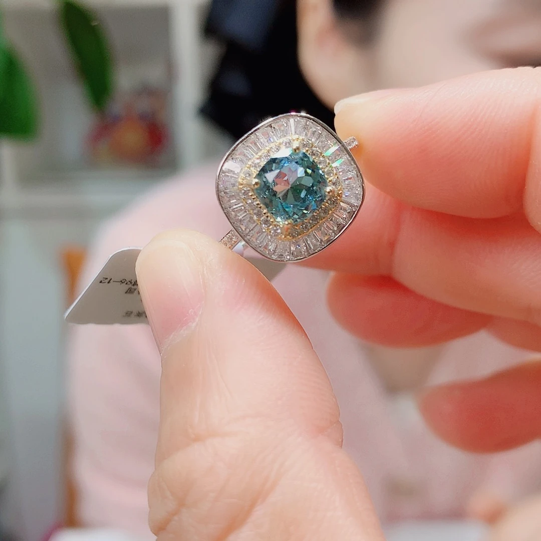 银S925镶嵌磷灰石戒指