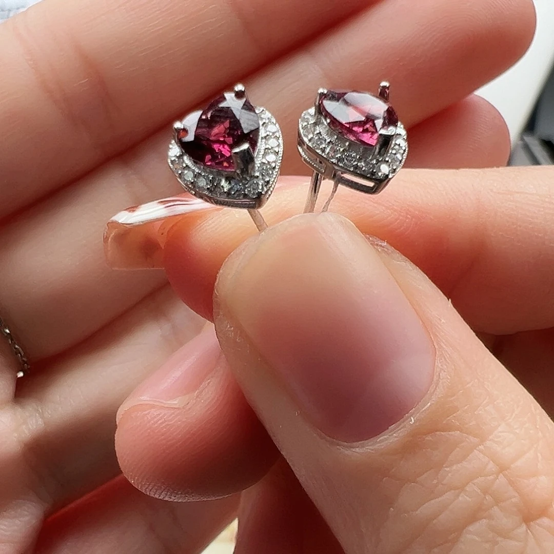 石榴石（芬达石）耳饰银S925镶嵌