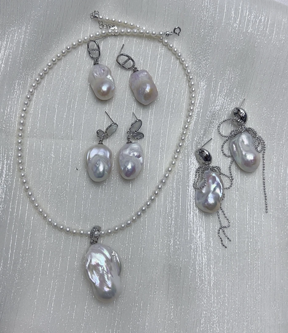 直播专用链接天然巴洛克珍珠吊坠耳环优雅气质百搭女性首饰饰品