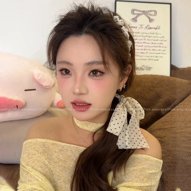 波点飘带波浪发箍女2025新款高颅顶头箍编发丝带发带绑发发卡头饰