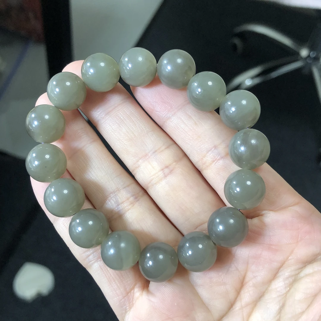 和田玉烟紫系列12mm圆珠