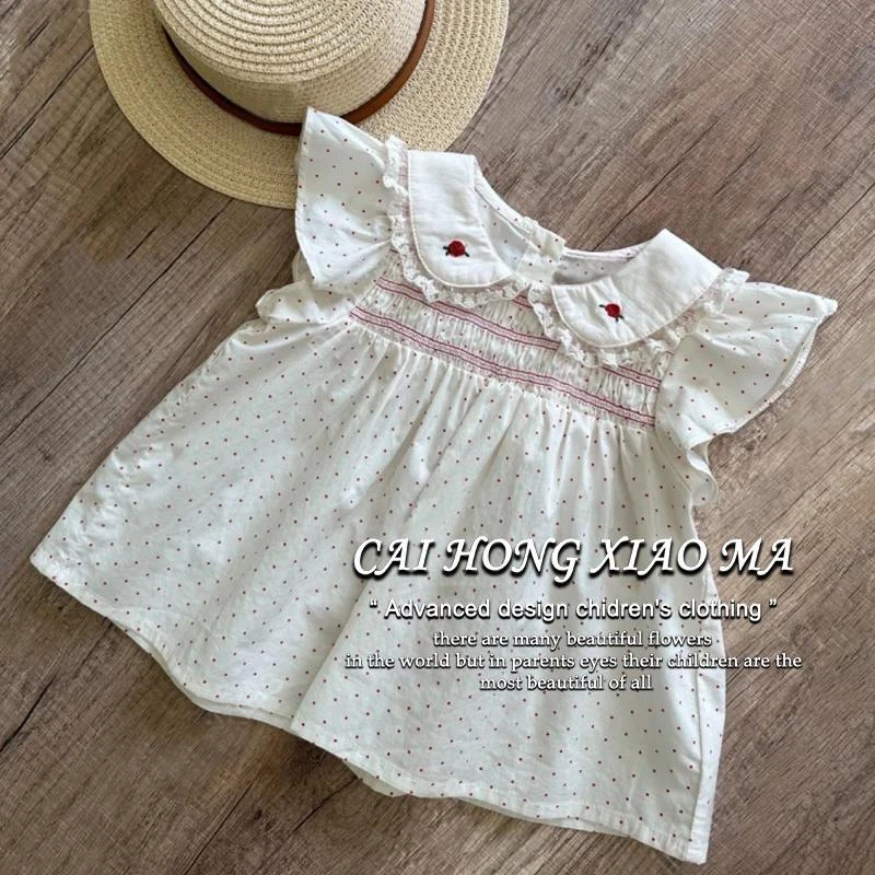【洋气小飞袖】韩版童装女童夏装2025新款套装女宝宝洋气小飞袖绣花