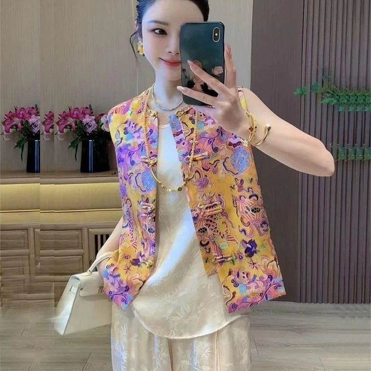 新中式国风马甲坎肩女2025夏季新款重工刺绣气质百搭宽松开衫背心