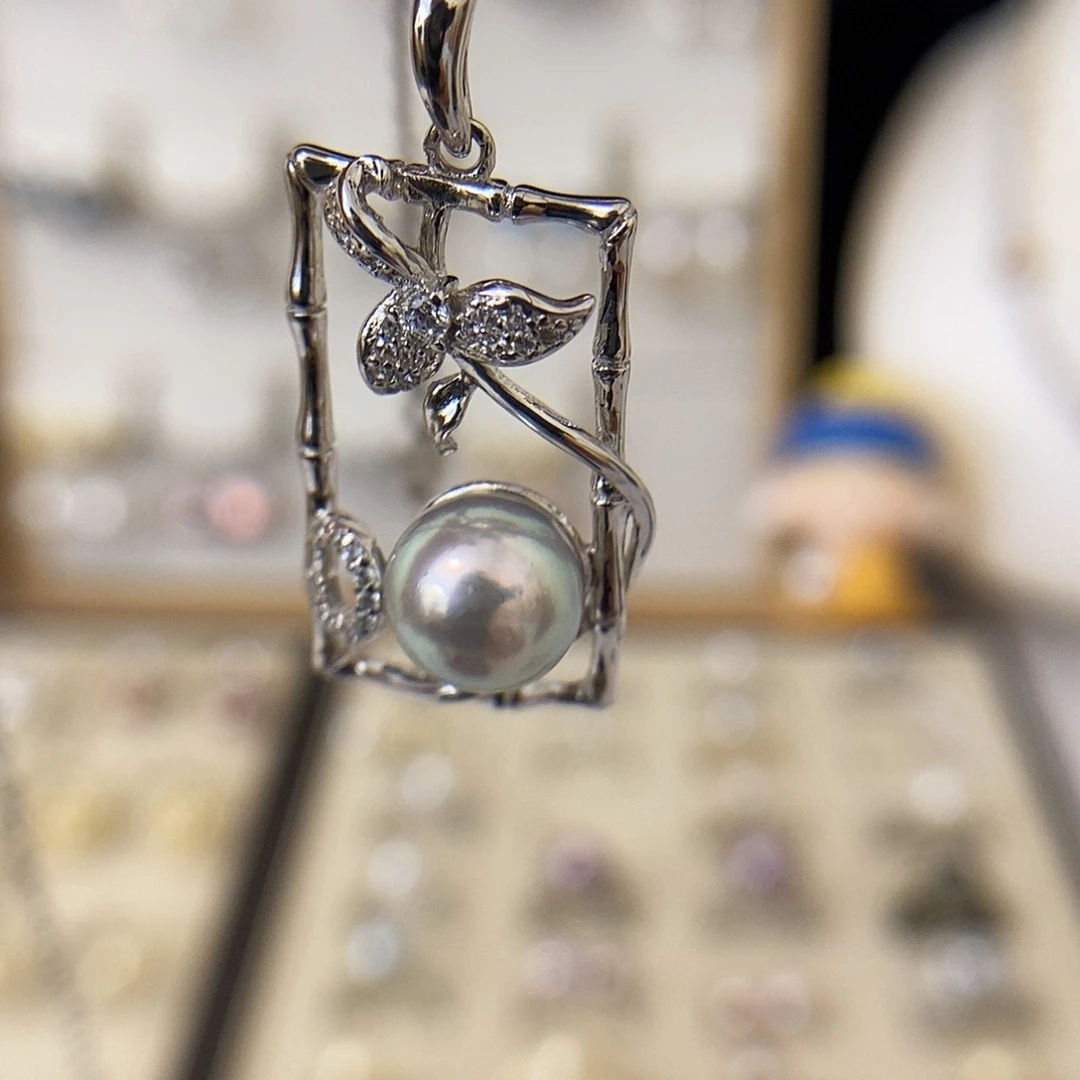 海水珍珠吊坠(不含链)银S925镶嵌扶****灯