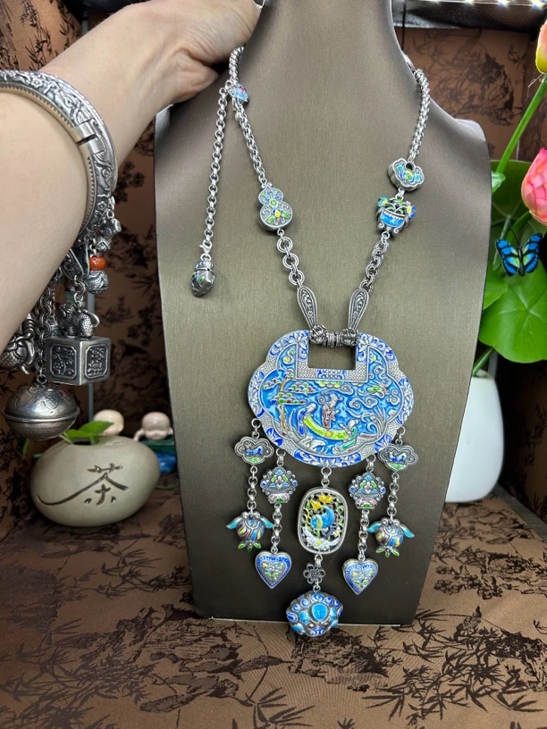 吊坠足银 小郑家纯银手工簪刻坠链