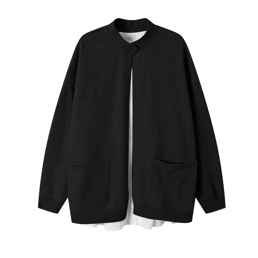 YIYI  2025春款上新    设计师款舒适松弛感假两件长袖外套