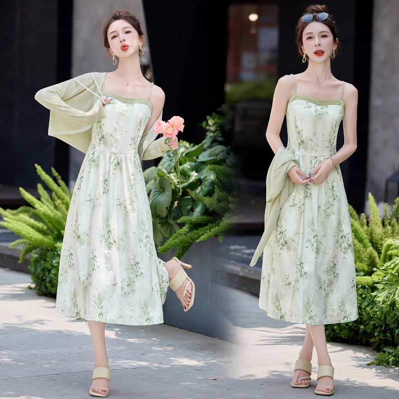 中国风2025两件套装小清新中式风时尚气质女碎花显瘦夏季复古法式