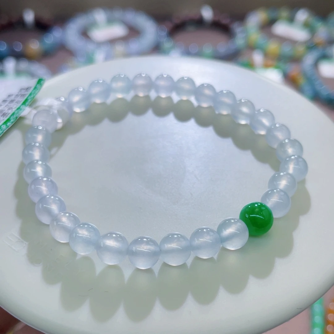 未镶嵌手链翡翠白冰起荧光