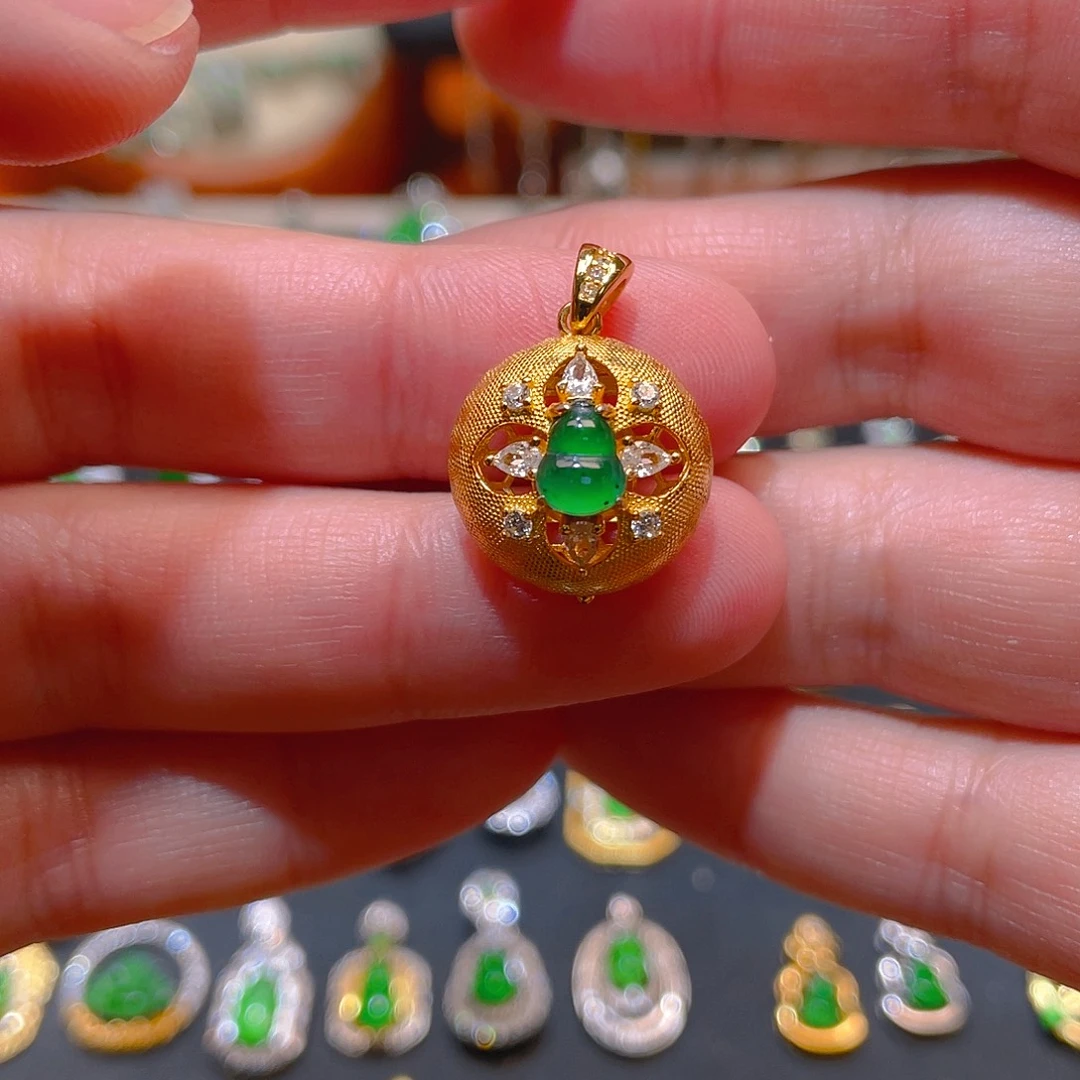 翡翠银S925镶嵌吊坠(不含链)