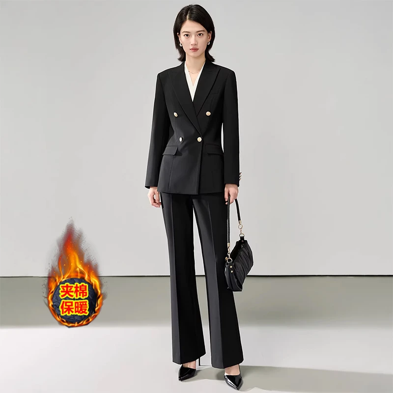 西服套装女职业正装女大学生面试加棉西装外套女冬季加厚
